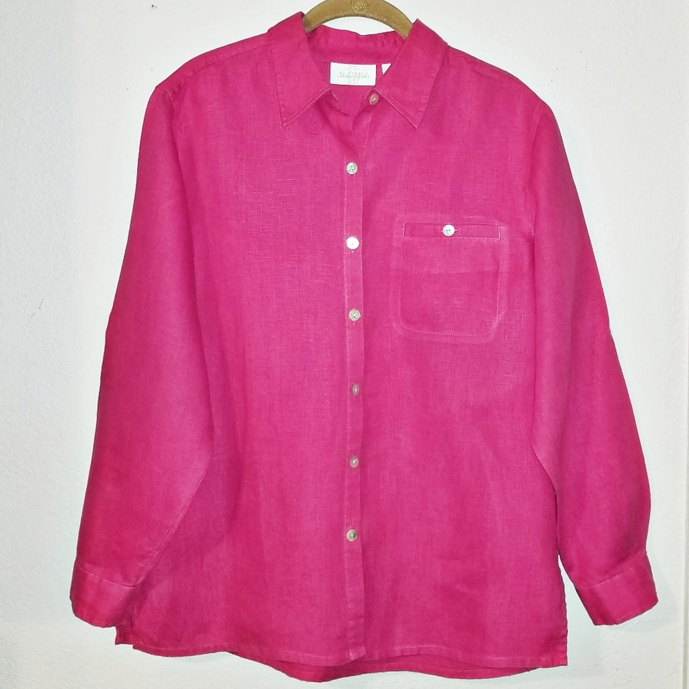 Studio Works Pink Linen Button Down Shirt